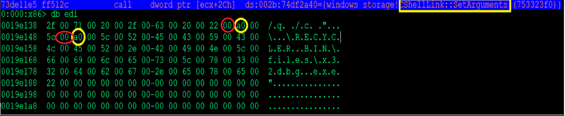 Image 4 is a screenshot of the COM ShellLink command line arguments. 